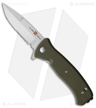 Al Mar Mini SERE 2020 Spring Assisted Knife OD Green GFN (3" Satin Serr) 1 Al Mar Mini SERE 2020 Spring Assisted Knife OD Green GFN (3" Satin Serr)
