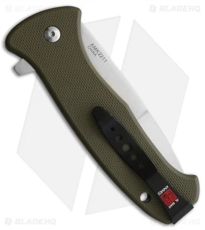 Al Mar SERE 2020 Spring Assisted Knife OD Green GFN (3.6" Satin Serr) 2 Al Mar SERE 2020 Spring Assisted Knife OD Green GFN (3.6" Satin Serr) - Image 2