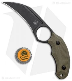 Bastinelli Creations HARPY Karambit Fixed Blade OD Green (3.25" Black SW) -EOSS Knives Shop Bastinelli Creations HARPY Fixed OD Green BHQ 98865 jr bottlecap