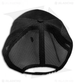 Benchmade Knives Snap Back Mesh 7 Panel Hat W/ Embroidered Logo - Black -EOSS Knives Shop Benchmade Knives Snap Back Mesh 7 Panel Hat Leather Logo Black BHQ 123100 jr back