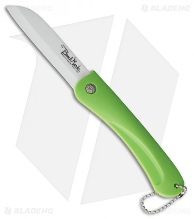 Benchmark Ceramic Folding Knife Lime Green Rubber Handle (3" White) 1 Benchmark Ceramic Folding Knife Lime Green Rubber Handle (3" White)