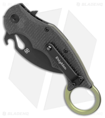 Brighten Blades Moonstruck Karambit Green Titanium W/ Carbon Fiber (2.5" Black) 3 Brighten Blades Moonstruck Karambit Green Titanium W/ Carbon Fiber (2.5" Black) - Image 3