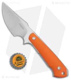 Dervish Knives Prima Fixed Blade Knife Orange G-10 (3.5" Two-Tone) -EOSS Knives Shop Dervish Prima Fixed Blade Orange G 10 TT Satin SW BHQ 179707 jr bottlecap