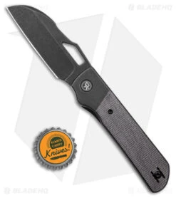 Divo Knives Stout Frame Lock Knife Titanium/Black Micarta (3" BW) -EOSS Knives Shop Divo Knives Stout FL Ti Black Micarta Black Wash BHQ 176276 jr bottlecap