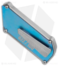 EOS X Chaves Customized CHUB Satin Titanium (1" Satin Utility Blade) -EOSS Knives Shop EOS Chaves Customized CHUB Satin Blue Utility Blue BHQ 167554 jr side