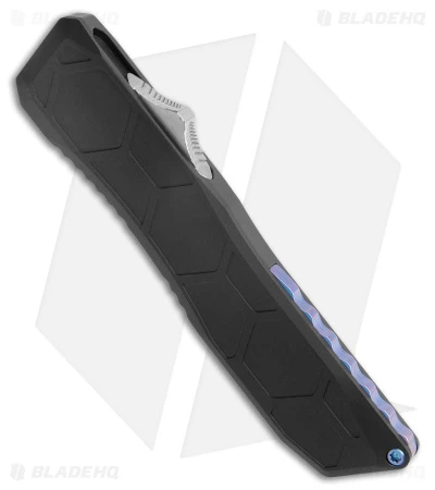 EOS Harpoon OTF Automatic Knife Dagger Black Hex Alum/Blue (3.75" Two-Tone) 2 EOS Harpoon OTF Automatic Knife Dagger Black Hex Alum/Blue (3.75" Two-Tone) - Image 2
