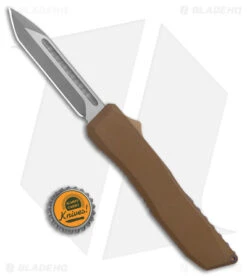 EOS Harpoon OTF Automatic Knife Tanto Bronze Alum/Flame (3.75" Stonewash) -EOSS Knives Shop EOS Harpoon OTF Auto Tanto Bronze Aluminum Flame SW BHQ 176941 jr bottlecap