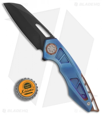 EOS Neptune Flipper Knife Blue Ti W/ Copper (3.1 Black DLC) 4 EOS Neptune Flipper Knife Blue Ti W/ Copper (3.1 Black DLC) - Image 4