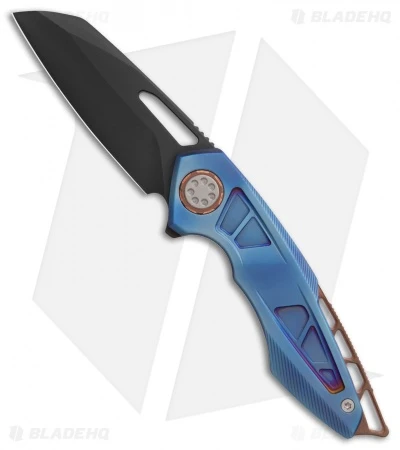 EOS Neptune Flipper Knife Blue Ti W/ Copper (3.1 Black DLC) 1 EOS Neptune Flipper Knife Blue Ti W/ Copper (3.1 Black DLC)