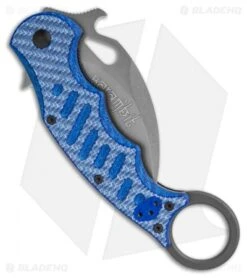Fox Karambit Folding Knife Blue Twill G-10 (3" SW) 479BLTSW -EOSS Knives Shop Fox Karambit Blue Twill G10 BHQ 138464 td side 1