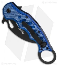 Fox Karambit Folding Knife Blue Twill G-10 (3" Black) 479BLT -EOSS Knives Shop Fox Karambit Blue Twill G10 Black BHQ 138463 td spine