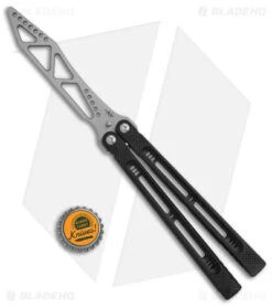 Heibel Knives Menace Balisong Trainer Black Aluminum (4.8" Satin) -EOSS Knives Shop Heibel Knives Menace Balisong Trainer Black BHQ 147585 jr bottlecap