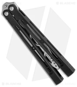 Heibel Knives Menace Balisong Trainer Black Aluminum (4.8" Satin) -EOSS Knives Shop Heibel Knives Menace Balisong Trainer Black BHQ 147585 jr side