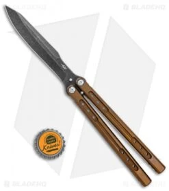 Heibel Knives Sapient Balisong Knife Bronze Ano Ti (4.25" Beveled Black SW) #62 -EOSS Knives Shop Heibel Sapient Balisong Bronze Anodized Beveled Black SW 62 BHQ 136060 jr bottlecap