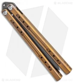 Heibel Knives Sapient Balisong Knife Bronze Ano Ti (4.25" Beveled Black SW) #62 -EOSS Knives Shop Heibel Sapient Balisong Bronze Anodized Beveled Black SW 62 BHQ 136060 jr side