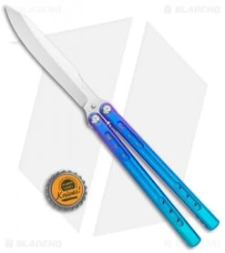 Heibel Knives Sapient Balisong Knife Gradient Blue Ano (4.25" Beveled Satin) #59 -EOSS Knives Shop Heibel Sapient Balisong Gradient Anodized Beveled Satin 59 BHQ 136057 jr bottlecap