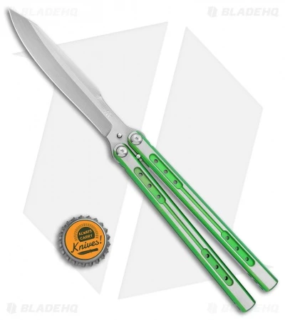 Heibel Knives Sapient Balisong Knife Green Ano Two-Tone (4.25" Beveled SW) #73 4 Heibel Knives Sapient Balisong Knife Green Ano Two-Tone (4.25" Beveled SW) #73 - Image 4