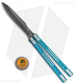 Heibel Knives Sapient Balisong Knife Teal Ano Two-Tone (4.25" Black SW) #70 -EOSS Knives Shop Heibel Sapient Balisong Teal Anodized TT Beveled Black SW 70 BHQ 136068 jr bottlecap