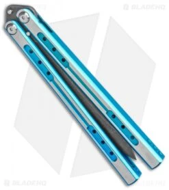 Heibel Knives Sapient Balisong Knife Teal Ano Two-Tone (4.25" Black SW) #70 -EOSS Knives Shop Heibel Sapient Balisong Teal Anodized TT Beveled Black SW 70 BHQ 136068 jr side