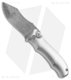 Landau Knives Prototype Saoirse Button Lock Knife Raw Al (3.25" Damasteel)