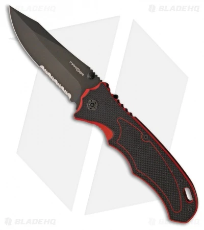 MARSER Kampfer 9 Liner Lock Knife Black/Red G-10 (4" Black Serr 8Cr14MoV) 1 MARSER Kampfer 9 Liner Lock Knife Black/Red G-10 (4" Black Serr 8Cr14MoV)