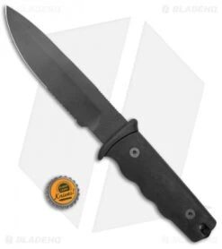 Mac Coltellerie Z08 Military Knife Serrated Fixed (6.2" Stainless Steel) -EOSS Knives Shop MKM Z08 Military Knife Ser Fixed Black BHQ 135303 jr bottlecap