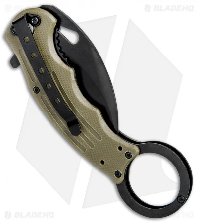 Mantis Karambit Spring Assisted Knife Tan G-10 (2.75" Black) 3 Mantis Karambit Spring Assisted Knife Tan G-10 (2.75" Black) - Image 3
