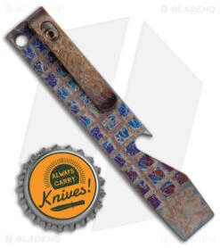 Maverick Customs Pocket Pry Bar Tool Anodized Frag Bronze/Blue Titanium (4") -EOSS Knives Shop Maverick Customs 4in Ti Pocket Pry Bar Tool Frag Bronze Blue Flame BHQ 174220 jr bottlecap