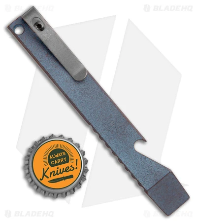 Maverick Customs Pocket Pry Bar Tool SW Blue Jimped Titanium (5") 3 Maverick Customs Pocket Pry Bar Tool SW Blue Jimped Titanium (5") - Image 3