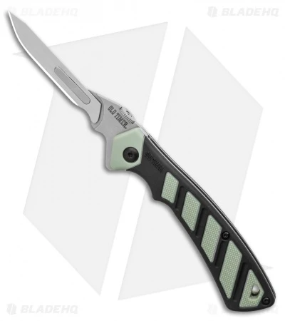 Old Timer Replaceable Blade Knife Black/Green Rubber FRN (2.75" Satin) 1 Old Timer Replaceable Blade Knife Black/Green Rubber FRN (2.75" Satin)