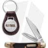 Old Timer Traditional Pocket Knife/Leather Keychain Set
