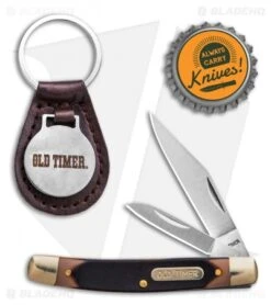 Old Timer Traditional Pocket Knife/Leather Keychain Set -EOSS Knives Shop Old Timer Trapper w Leather Keychain BHQ 123465 td size