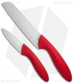 Stone River Gear Two Piece White/Red Ceramic Knife Set - SRG23CKR