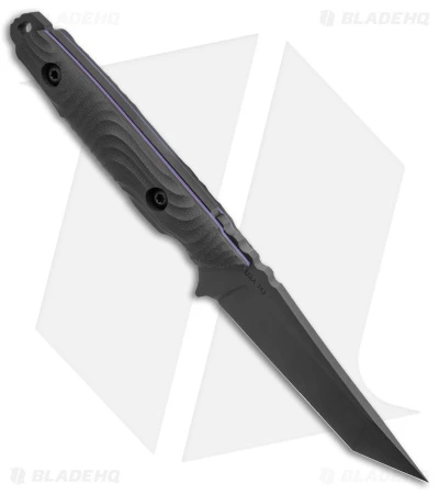 Toor Knives Kingpin Tanto Fixed Blade Knife Black G-10 Purple Liner (4" Black) 2 Toor Knives Kingpin Tanto Fixed Blade Knife Black G-10 Purple Liner (4" Black) - Image 2