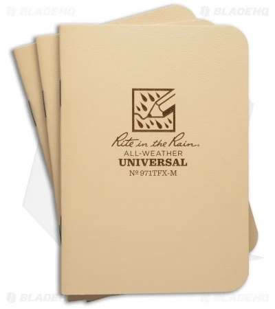 Rite In The Rain Stapled 4.5" X 7" Notebook 3-Pack (Tan) #971TFX 1 Rite In The Rain Stapled 4.5" X 7" Notebook 3-Pack (Tan) #971TFX