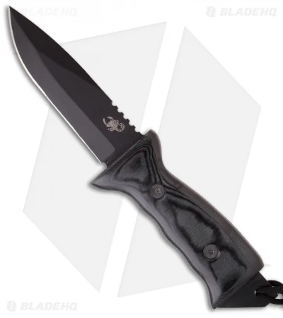 Scorpion Knives Overt Interceptor Knife Fixed Blade (5" Black Plain) 1 Scorpion Knives Overt Interceptor Knife Fixed Blade (5" Black Plain)