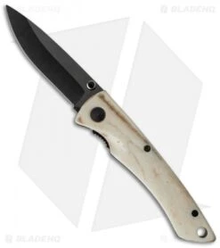 Stone River Ceramic Liner Lock Knife White Stag Horn (2.75" Black) SRG2WSB
