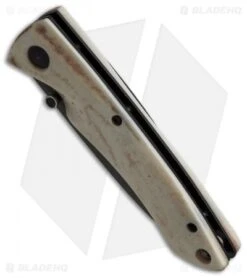 Stone River Ceramic Liner Lock Knife White Stag Horn (2.75" Black) SRG2WSB -EOSS Knives Shop stone river ceramics srg2wsb cm side